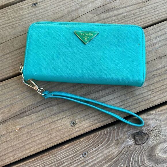 Isabelle Teal Green Vegan Leather Bowler Style Bag & Matching Wallet - Picture 10 of 15